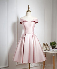 Cute Pink A Line Short Prom Dress, Pink Evening Dress