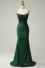 Sparkly Dark Green Beaded Long Prom Dress with Appliques