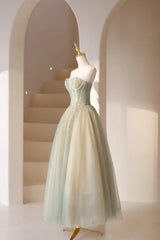 Lovely Strapless Long Tulle Prom Dress, A-Line Evening Dress