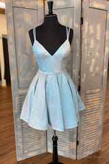 Cute V-Neck Short Prom Dresses, A-Line Homecoming Dresses