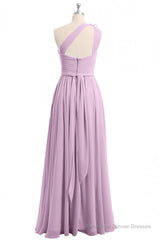 Dusty Purple One-Shoulder Backless A-Line Long Bridesmaid Dress