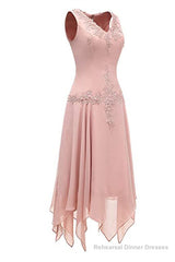 Dusty Pink Two-Piece V-Neck Appliques Mother of the Bride Dress