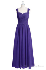 Purple Sweetheart Banded Waist Long Bridesmaid Dress