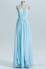 Blue Chiffon A-line Long Convertible Bridesmaid Dress