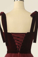 Wine Red Sweetheart Tie-Strap A-Line Short Formal Dress