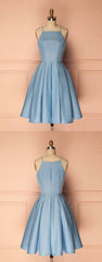 Light Blue Short Knee-Length Bridesmaid Dresses | Prom Dress