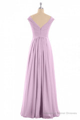 Dusty Purple Chiffon V-Neck Backless A-Line Long Bridesmaid Dress