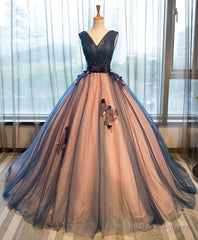 Tulle V Neck Long Prom Gown Tulle Evening Gown