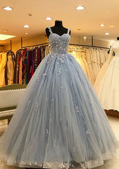 Long/Floor-Length Sweetheart Tulle Ball Gown Prom Dress With Lace