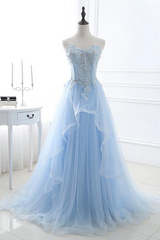 Fashion Light Blue Evening Dress Long Prom Dress A Line Off Shoulder Elegant