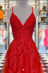 Red Lace Prom Dress, Prom Dresses, Evening Dress Formal Gown Graduation Party Dress, 2693