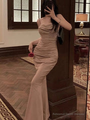 Women Elegant Bodycon Mermaid Prom Dress Summer Strap Evening Party Dress