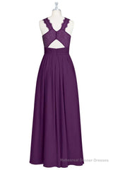 Magenta Chiffon Halter Cutout Back Long Bridesmaid Dress