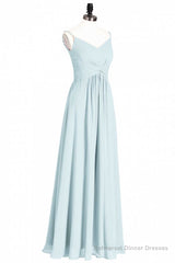 Mint Green Chiffon Twist Front A-Line Long Bridesmaid Dress