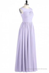 Lavender Chiffon Sweetheart Cutout Back A-Line Long Bridesmaid Dress