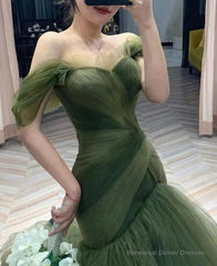 Elegant Off Shoulder Sleeveless A-line Floor Length Prom Dress