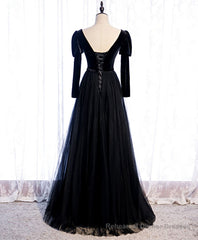 Black Tulle Long Prom Dress, Black Tulle Formal Dress