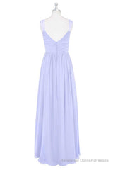 Lavender Chiffon V-Neck Backless Long Bridesmaid Dress