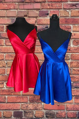 Spaghetti Straps Satin Homecoming Dress