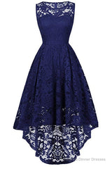 Sleeveless Hi-Low Lace Lavender Party Dress