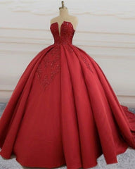 Red ball gown long prom dresses, evening dresses,party dresses, formal dress