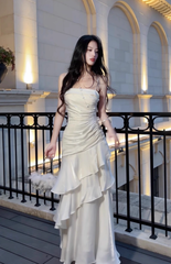 Sexy Straps Prom Dress Irregular Ruffles Mermaid Birthday Dress