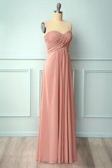 Elegant Sweetheart Pleated Blush Bridesmaid Dress