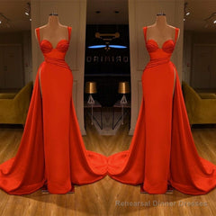 Beautiful Red Starps Sweetheart Long Prom Dress With Split