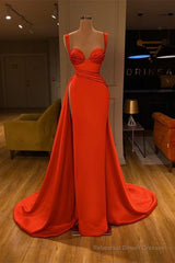 Beautiful Red Starps Sweetheart Long Prom Dress With Split