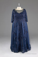 Half sleeves Sequined Elegant Lace Mother of The Bride Dress