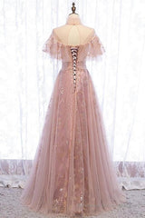 Elegant High Neck Vintage Long Lace Up Prom Dresses Flowy Party Gowns