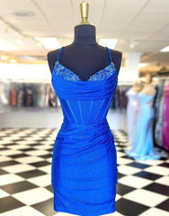 Gorgeous Spaghetti Straps Short Glitter Hoco Party Dress