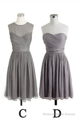 Simple A Line Grey Short Chiffon Bridesmaid Dress