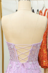 Purple Lace Tight Short Hoco Dress