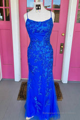 Royal Blue Mermaid Prom Dress with Appliques