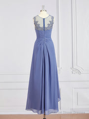 A-Line/Princess Scoop Asymmetrical Chiffon Mother of the Bride Dresses With Appliques Lace