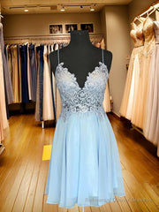 A-Line/Princess Spaghetti Straps Short/Mini Chiffon Homecoming Dresses