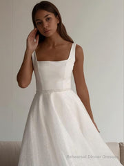 A-Line/Princess Square Chapel Train Wedding Dresses