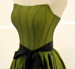 A-line Satin Green Long Party Dress Formal Dress, Green Long Evening Dress Prom Dress