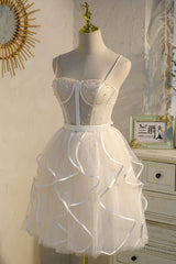 A-Line Spaghetti Strap Tulle Short Homecoming Dress