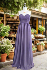 A-line Sweetheart Chiffon Floor-Length Long Bridesmaid Dresses