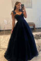 A-line Sweetheart Dot Tulle Prom Dress