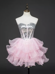 A-line Sweetheart Short Mini Tulle Short Prom Dress Homecoming Dresses