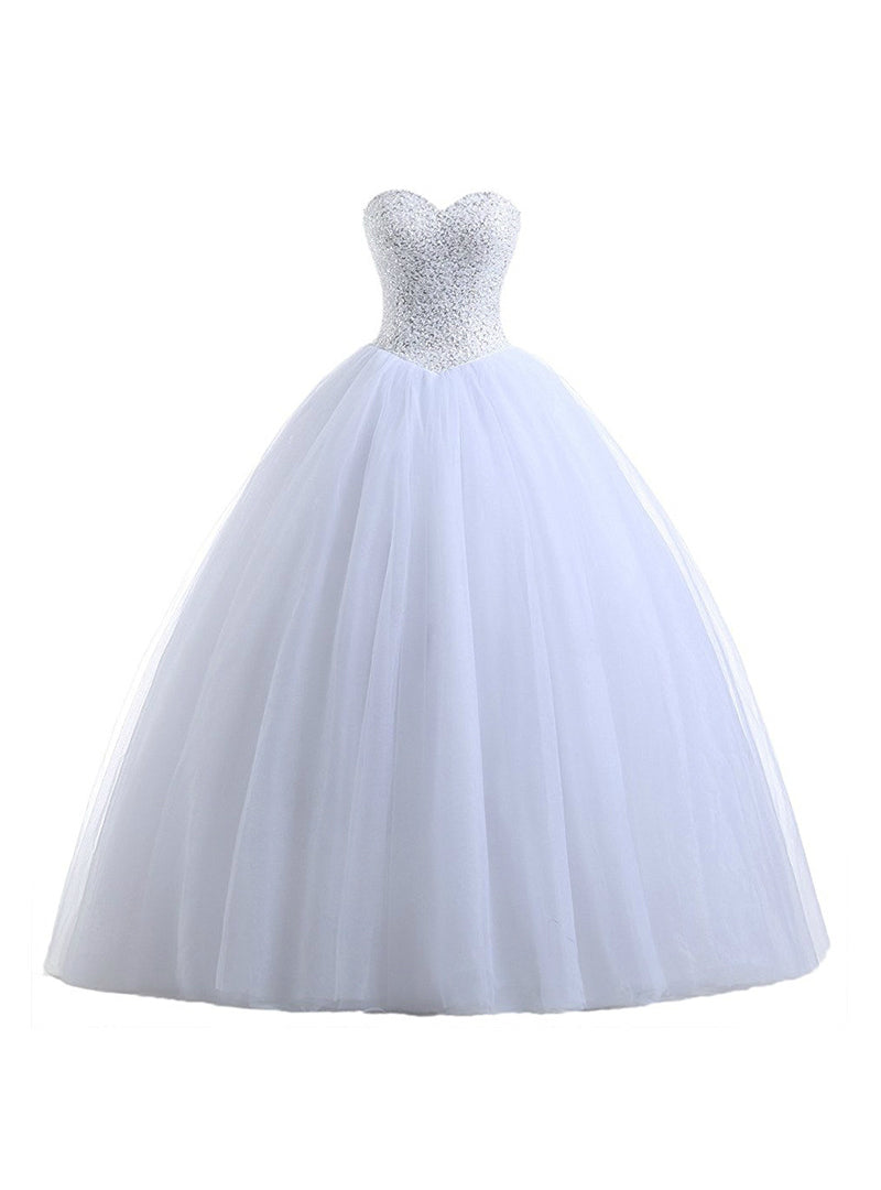 Ball Gown Sweetheart Tulle Beading Wedding Dress