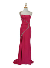 Beaded Chiffon One Shoulder Wedding Party Evening Dress Mother of The Bride Dress