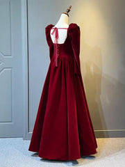 Beautiful A Line Red Velvet Prom Dress Sweatheart Party Dress Brithday Ball Gown