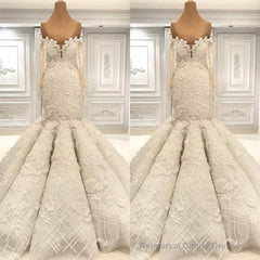 Beautiful Ivory Mermaid Sweetheart Lace Bridal Gowns for Wedding