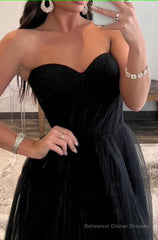 Black Sweetheart Tulle A-Line Prom Dress