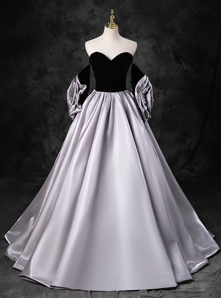 Black Velvet Sweetheart Flower Quinceanera Dress