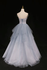 Blue Beaded Sweetheart Long Evening Dress Blue Prom Dress prom dresses shops